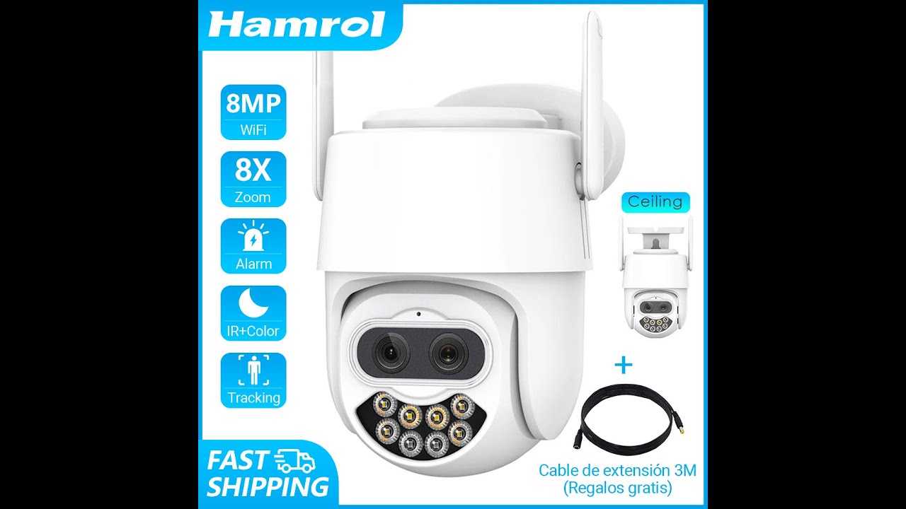 Hamrol P7S Dual Lens 8MP 8X Zoom PTZ Wifi Camera