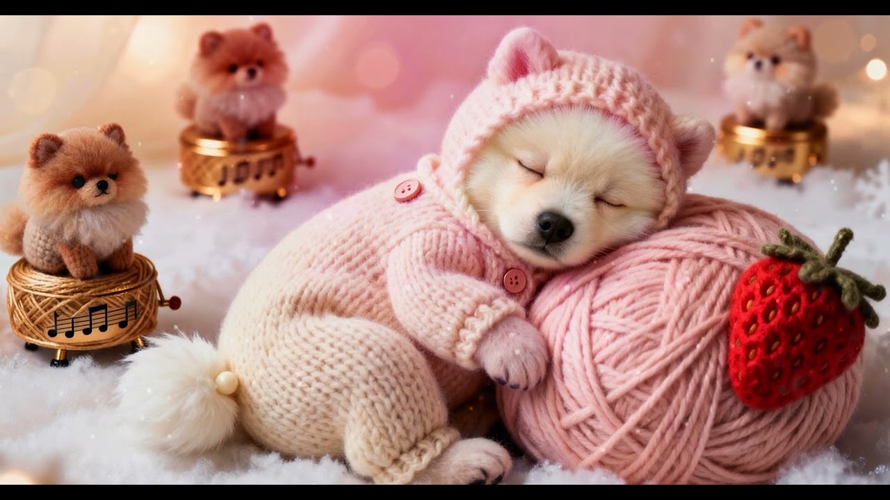 Lullaby for Babies To Go To Sleep | Cute Sleeping Puppy in Pink 🎀 Baby Sleep Music & Puppy Lullaby 🐶