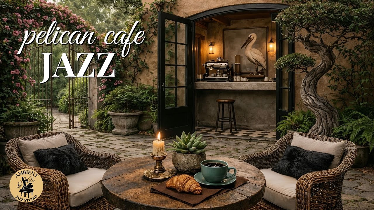 Pelican Cafe Secret Garden Café Jazz 🌿 Cozy Forest Courtyard Ambience for Calm Reflection & Stress