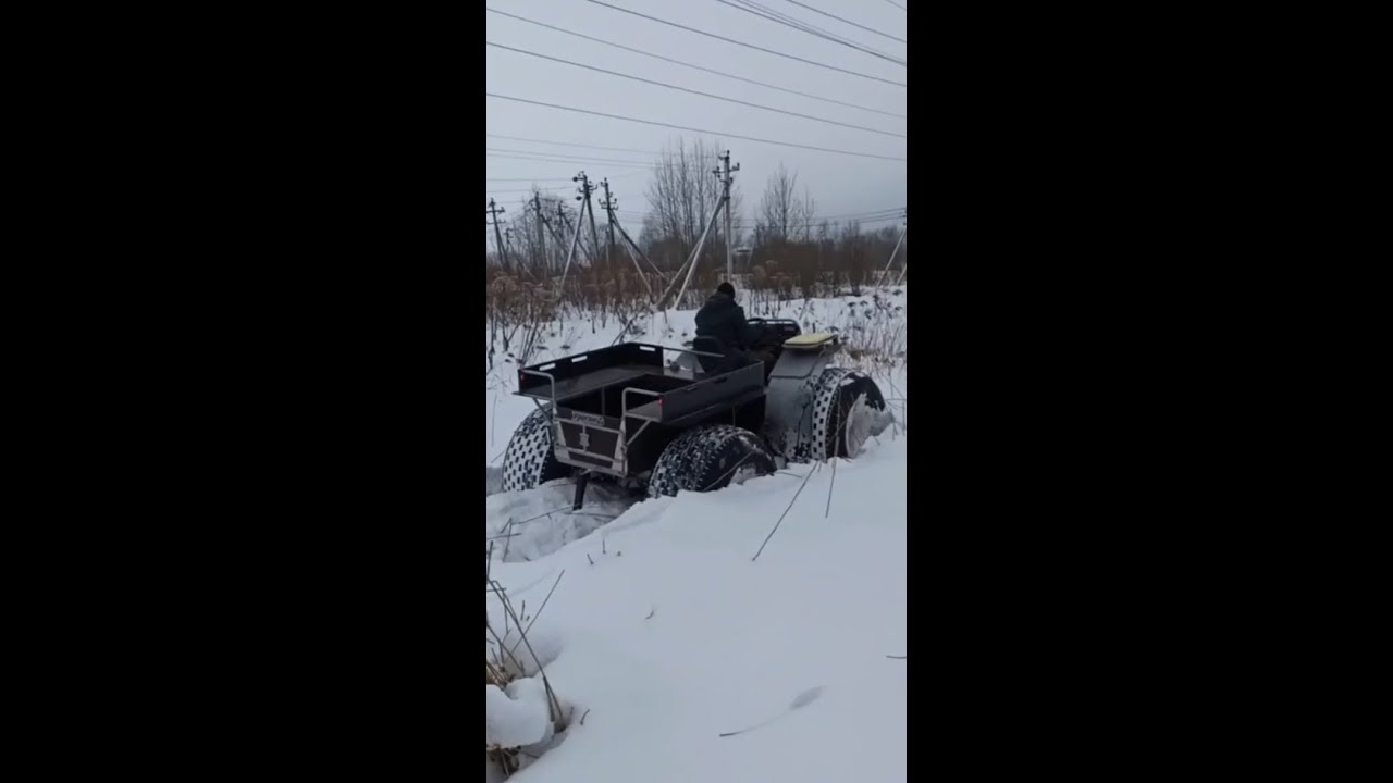 По рыхлому снегу до 90 см с тростником на вездеходе переломке. Начало февраля. Часть 2