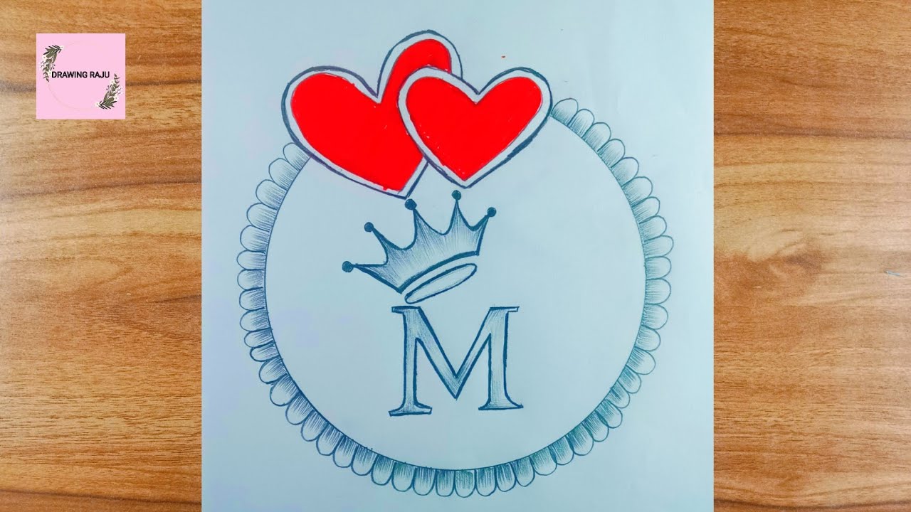 How to draw a M letter circle drawin ||letter M circle drawin easy pencil sketch for beginners