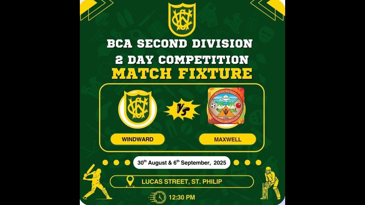 Windward Vs Maxwell  - September 6th 2025 | 12:30pm | BCA Second Division | Match Fixture Day 2