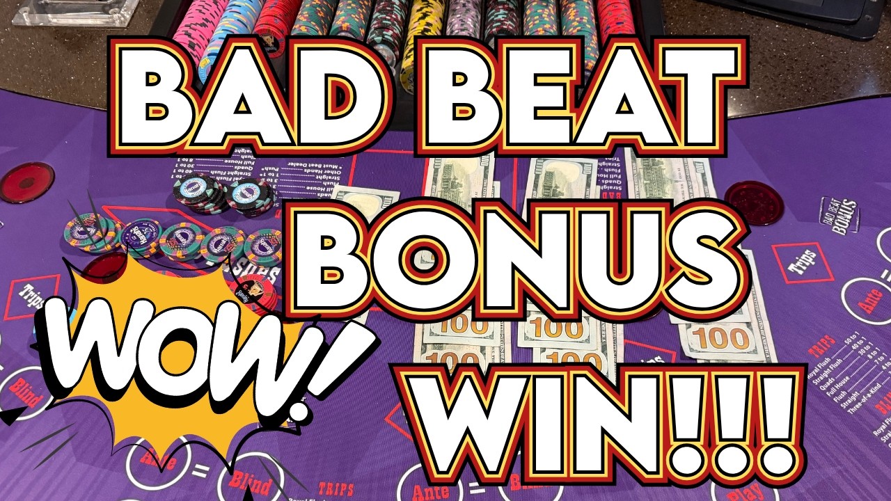 ULTIMATE TEXAS HOLD 'EM (UTH) in LAS VEGAS! BAD BEAT BONUS WIN! 🍀🔥🔥
