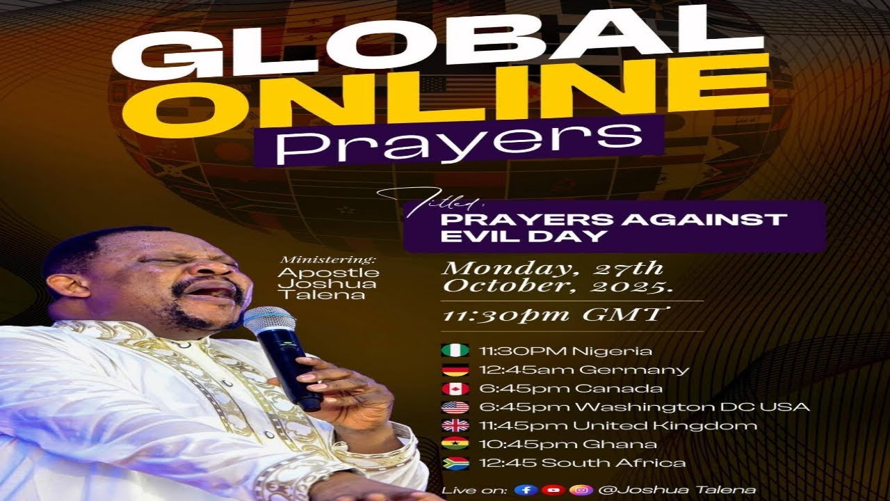 Global Online Monday Prayer  (PRAYER AGAINST EVIL DAY) With Apostle Joshua Talena