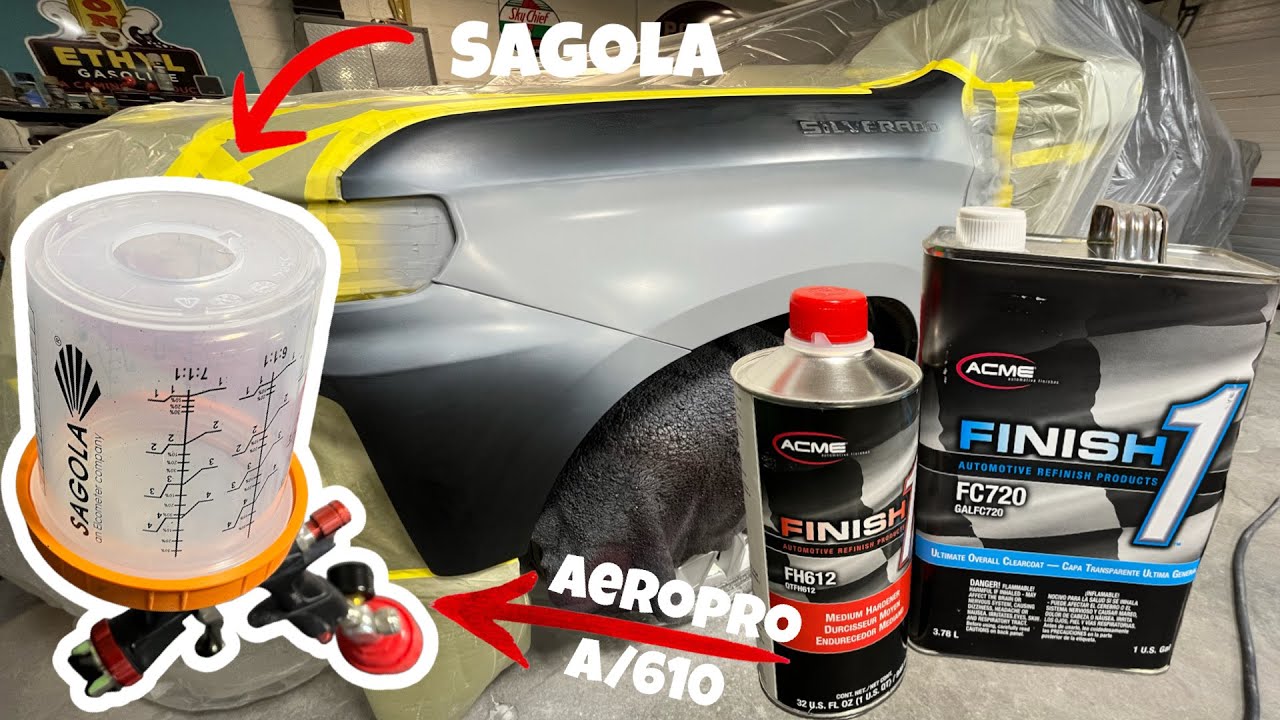 Aeropro A/610 and Sagola DPC system spraying Finish 1 clear