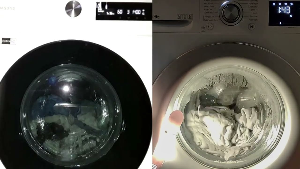 Samsung Ai vs. LG AiDD Steam Washer: Cotton 60 Wash Race *unbalanced spin*