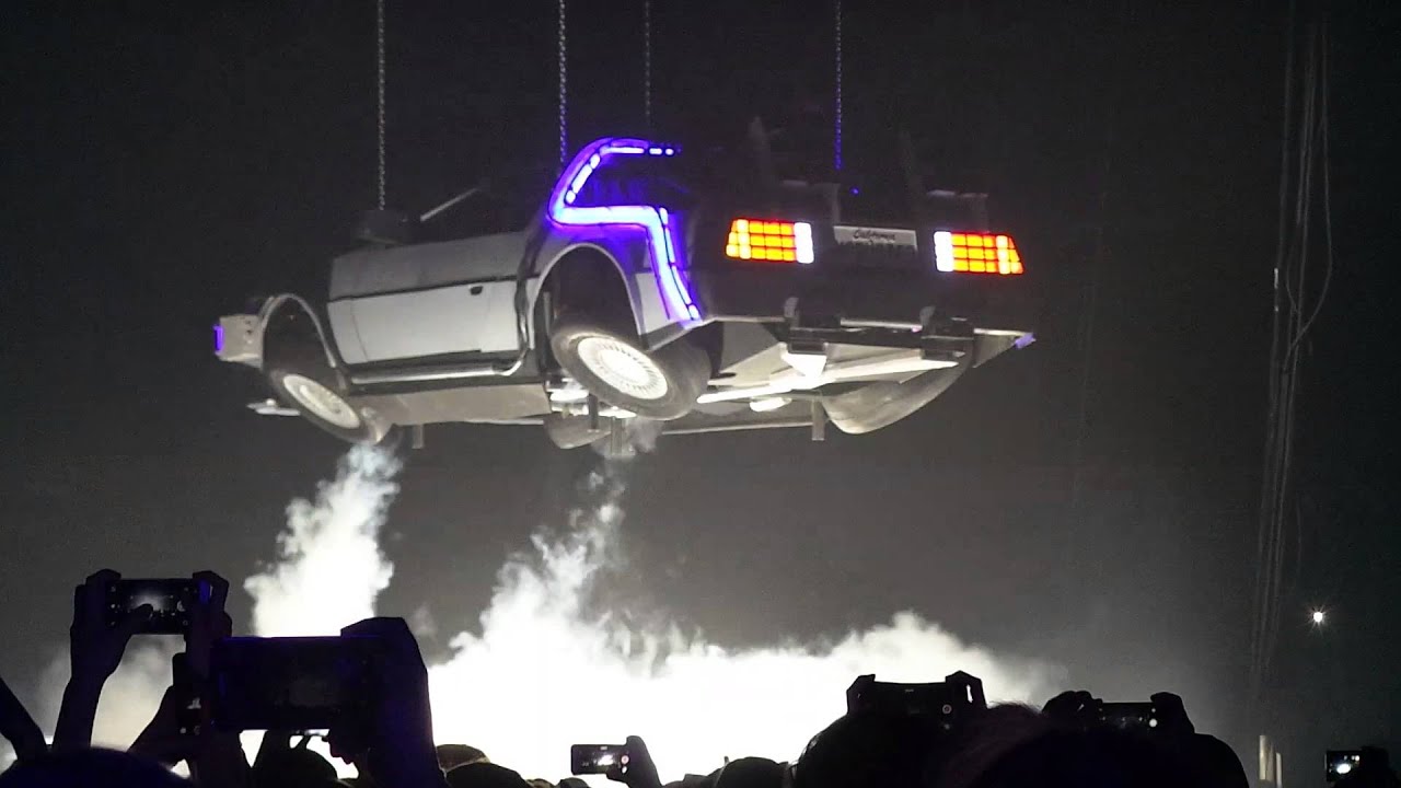 McBusted Live @ Manchester Arena - The DeLorean landing on the B-stage