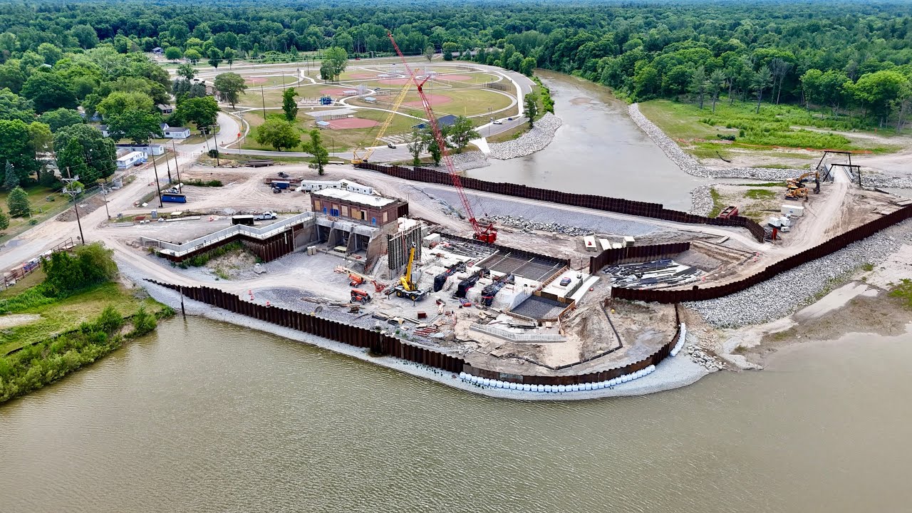 Sanford Dam — June 20, 2024:  Spillways are starting to take form.
