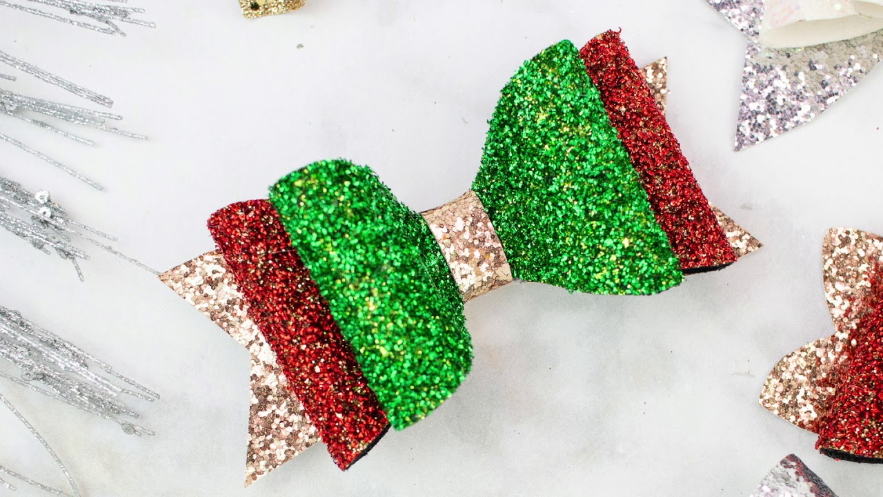 DIY Stacked Christmas Hair Bow Tutorial | Free SVG Cut File & PDF Download