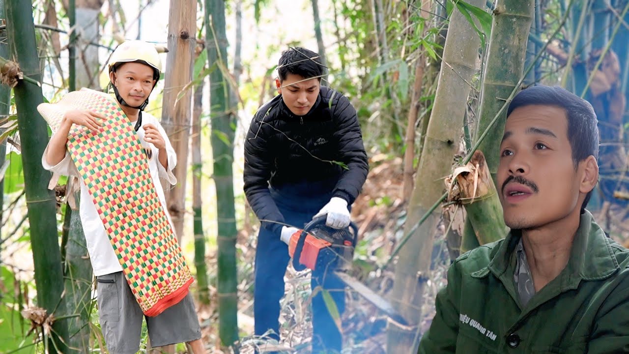 Grandpa and Tuan Worked Hard Cutting Bamboo, While Bo Sadly Waited at Home