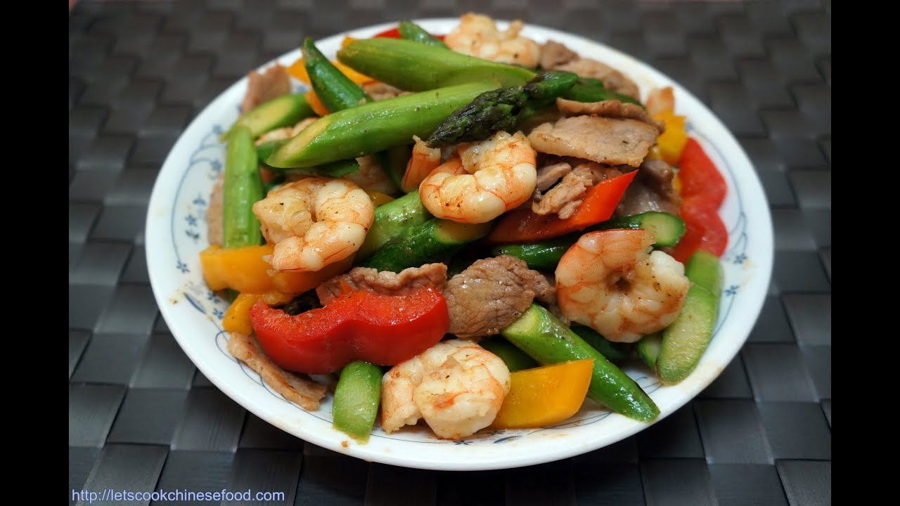 Hong Kong Recipe : Stir-fried Asparagus with Shrimp and Pork