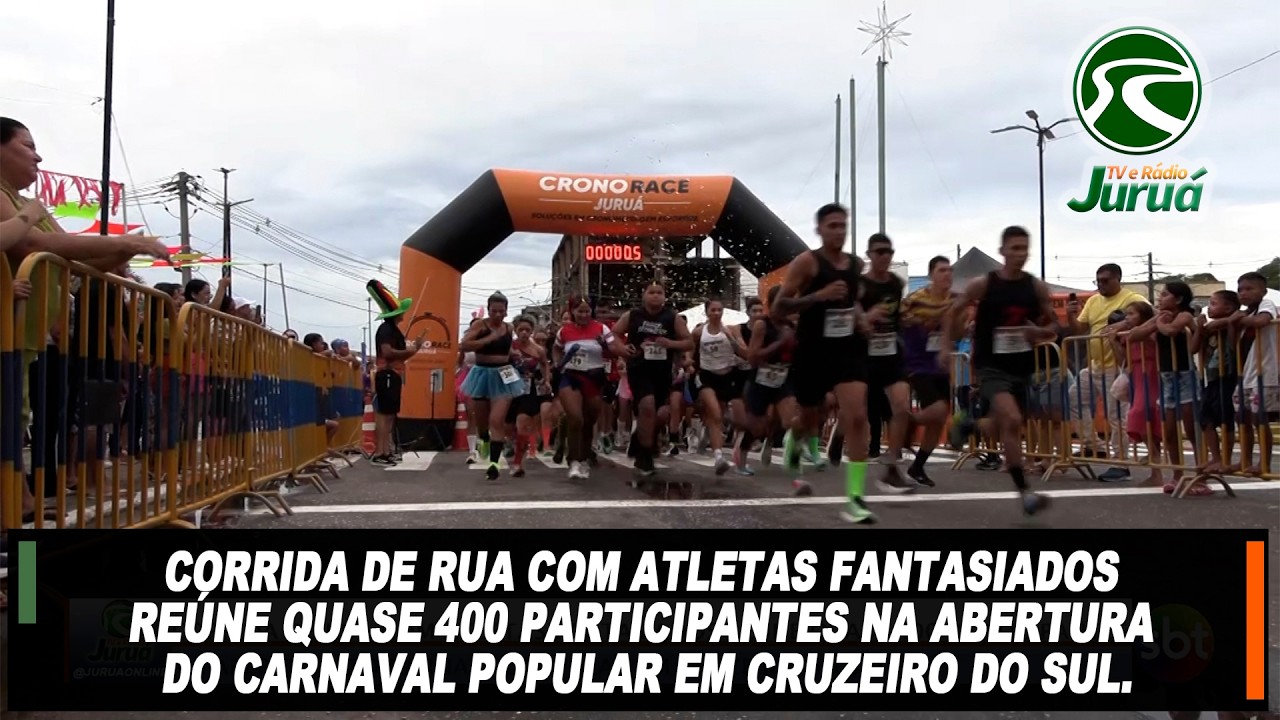 Corrida de rua com atletas fantasiados reúne quase 400 participantes na abertura do Carnaval