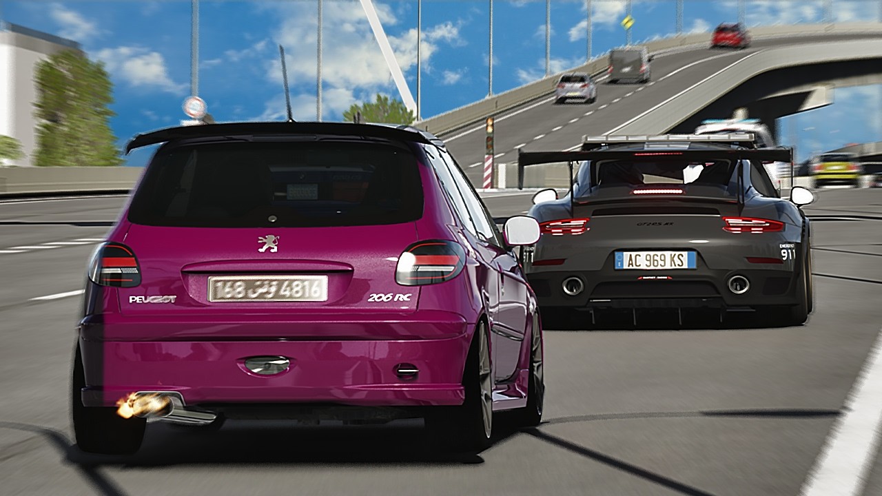 PEUGEOT 206 RC SWAP 1000HP SUR L'AUTOROUTE | ASSETTO CORSA - MOD TRAFFIC