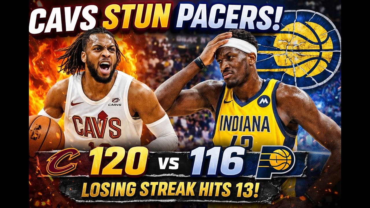 🔥 Cavs Rally Late to Stun Pacers 120–116 as Indiana’s Losing Streak Hits 13