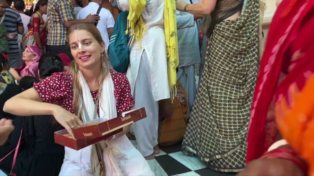 Mithai seva at Krishna Balaram mandir today