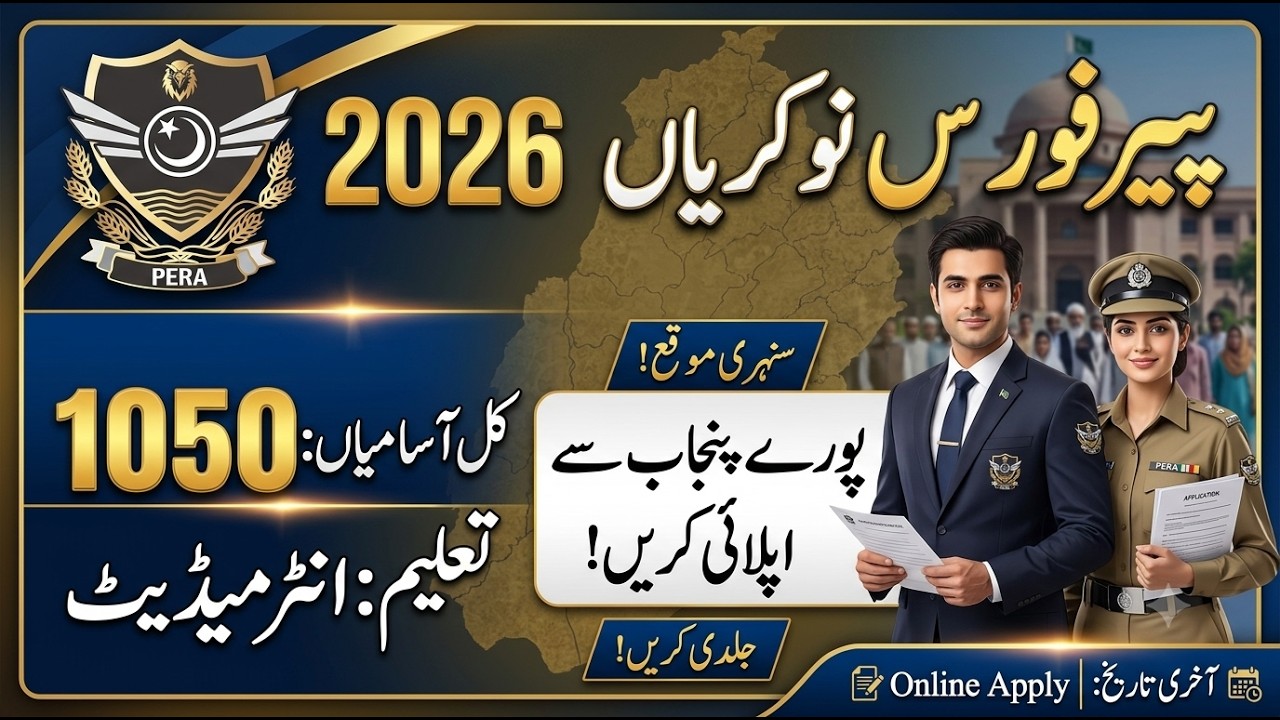 PERA Force New Jobs 2026 🇵🇰 | 1050+ Posts | Education: Intermediate/Bachelors | Apply Online Now!