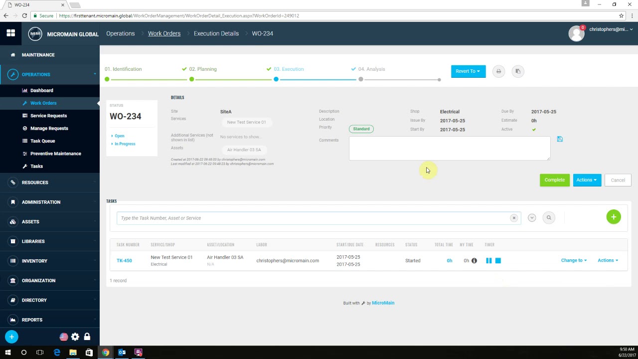 MicroMain GLOBAL Manual Task Time