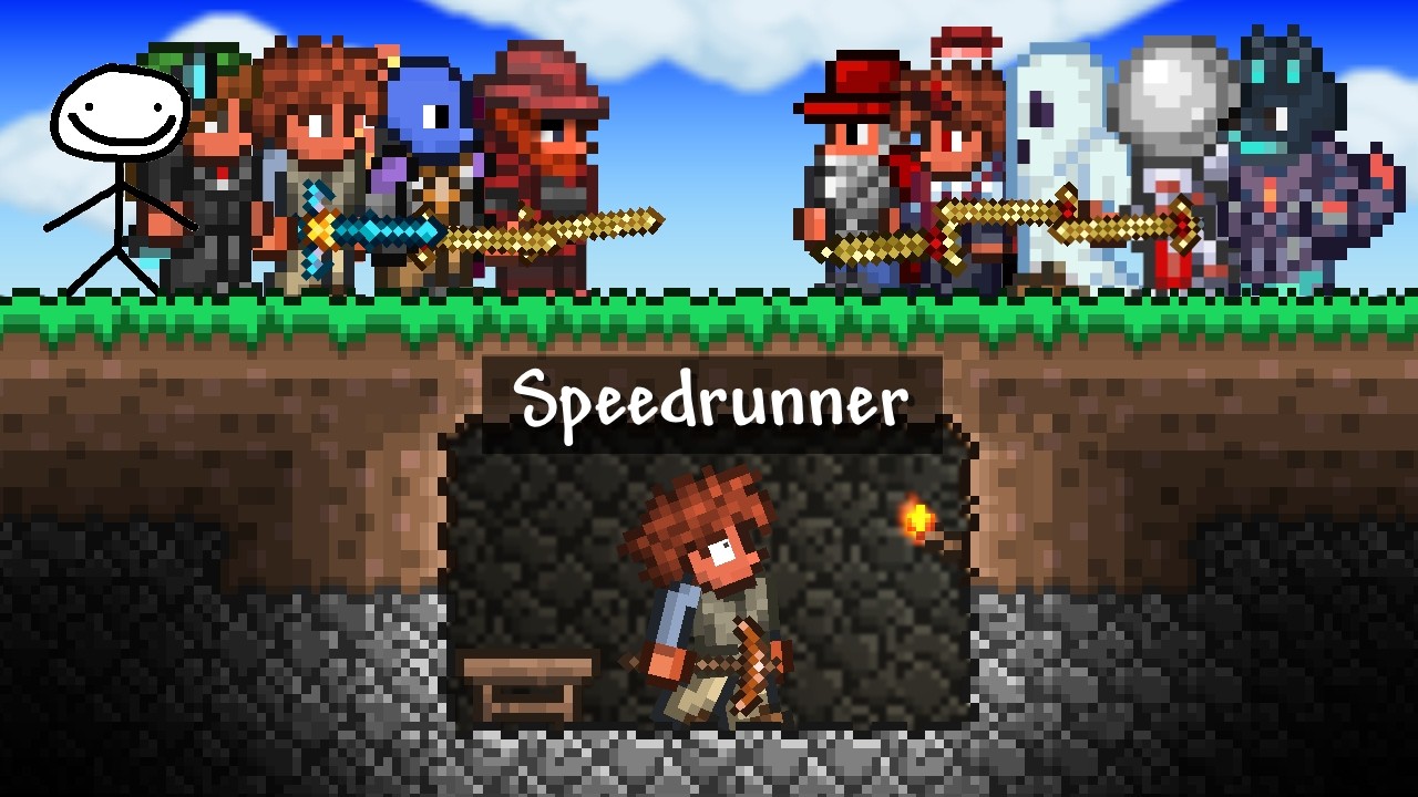 1 Speedrunner Vs 10 Terraria Youtubers