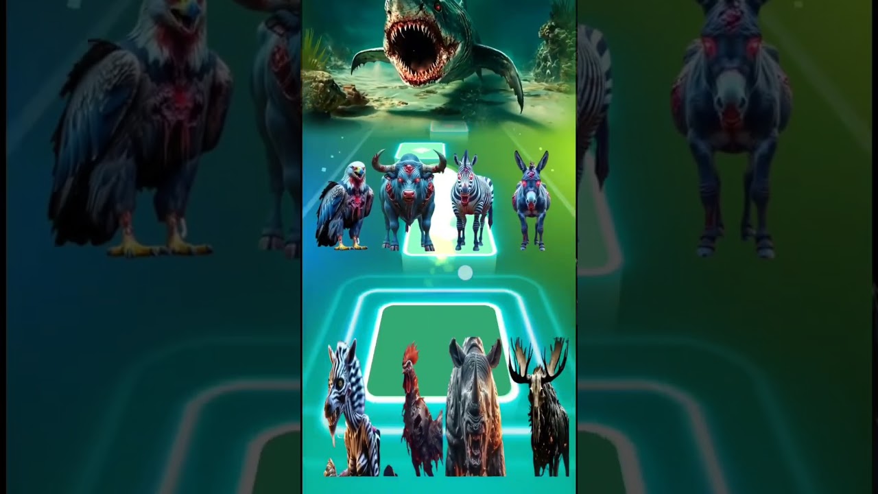 Funny Zombie Animals Dance Battle in Tiles Hop &ndash; Epic EDM Rush Show! 2 #shorts