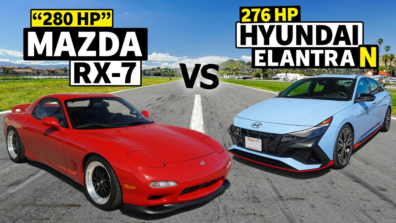 Mazda FD RX-7 vs 2022 Hyundai Elantra N in NO PREP Drag Race