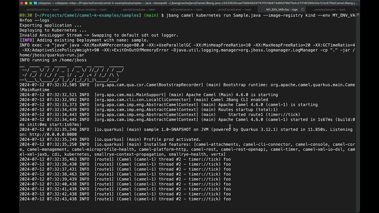 Apache Camel JBang Kubernetes Plugin