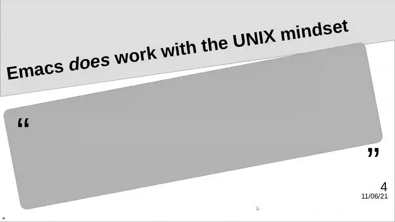 GNU's Not UNIX: Why Emacs Demonstrates The UNIX Philosophy Isn't Always The Only Answer -Daniel Rose