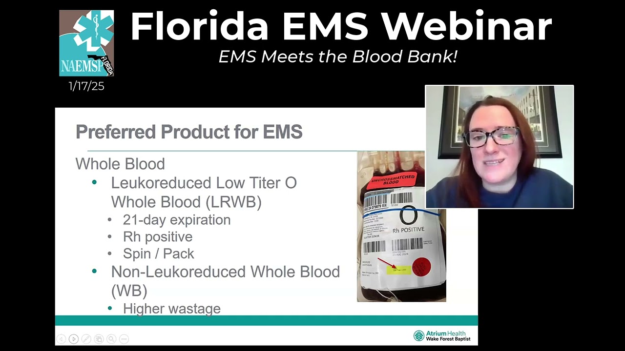 Christina Warren MSHS, MLS(ASCP)SBB: Blood Bank Meets EMS (1/17/25)