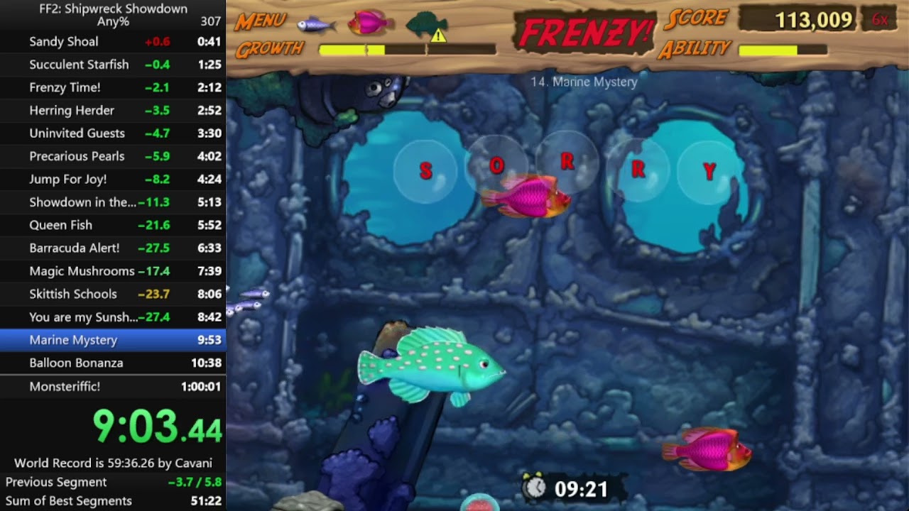Feeding Frenzy 2 Speedrun Any% in 59:16.063 [Personal Best || Sub 60 Run]
