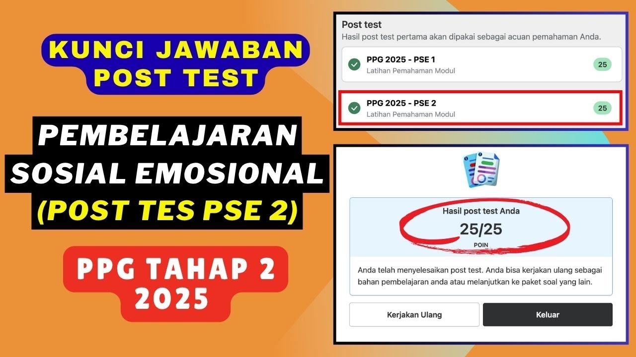 Jawaban Post Test PSE 2 Pembelajaran Sosial Emosional - PPG Tahap 2 2025