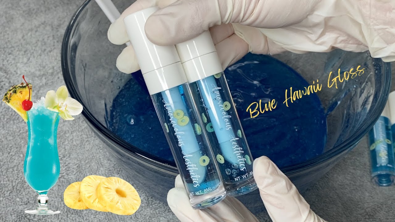 [ASMR] Making Cocktail Inspired Lip Gloss | Blue Hawaii Gloss