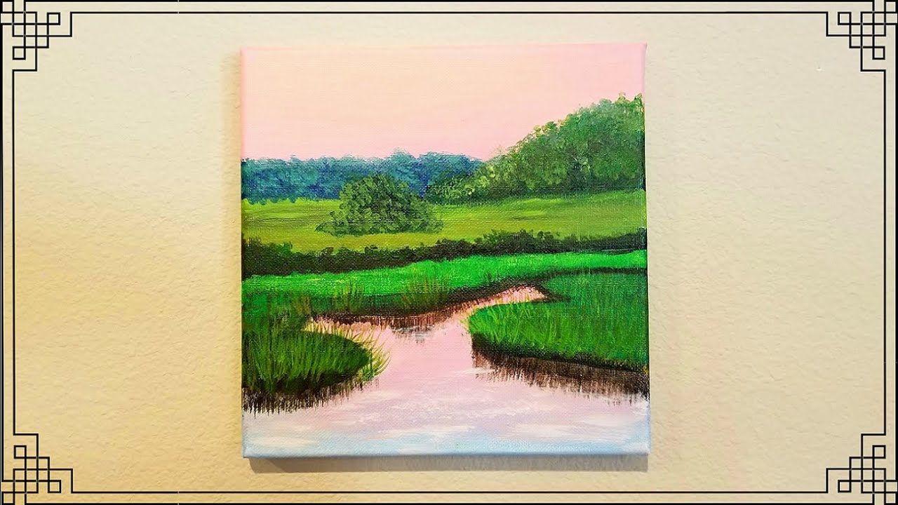 Acrylic painting for beginners | How to paint Wetlands |  Art challenge # 68