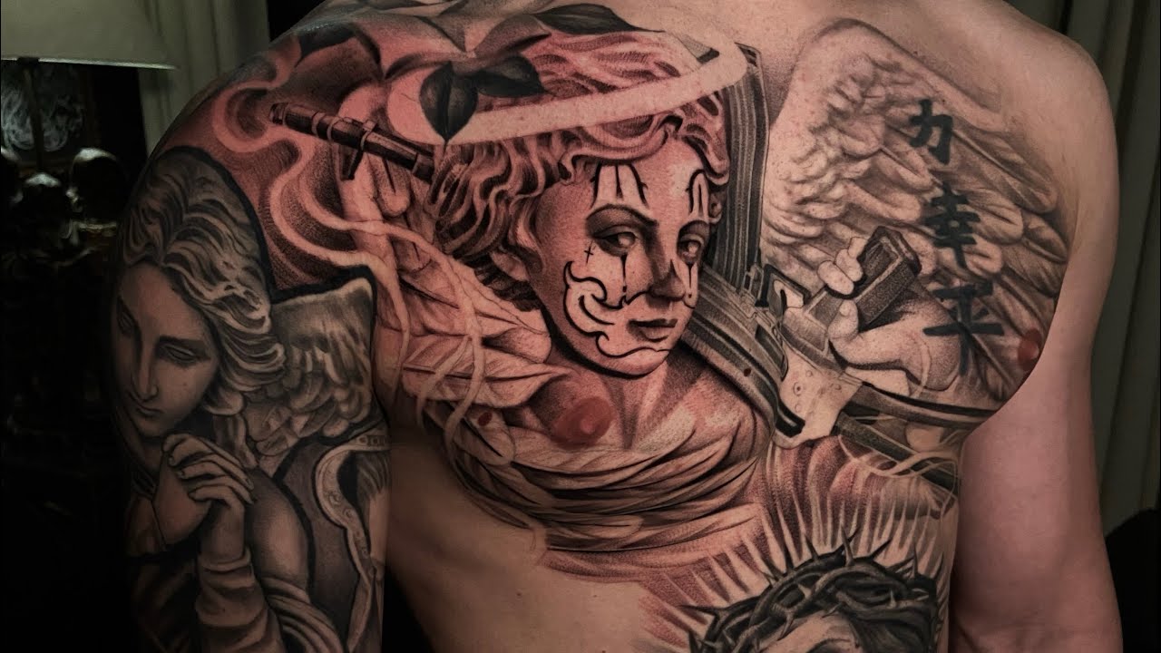 TATUANDO COM 3RL AS ASAS DE UM ANJO (Marcaçōes Freemachine)