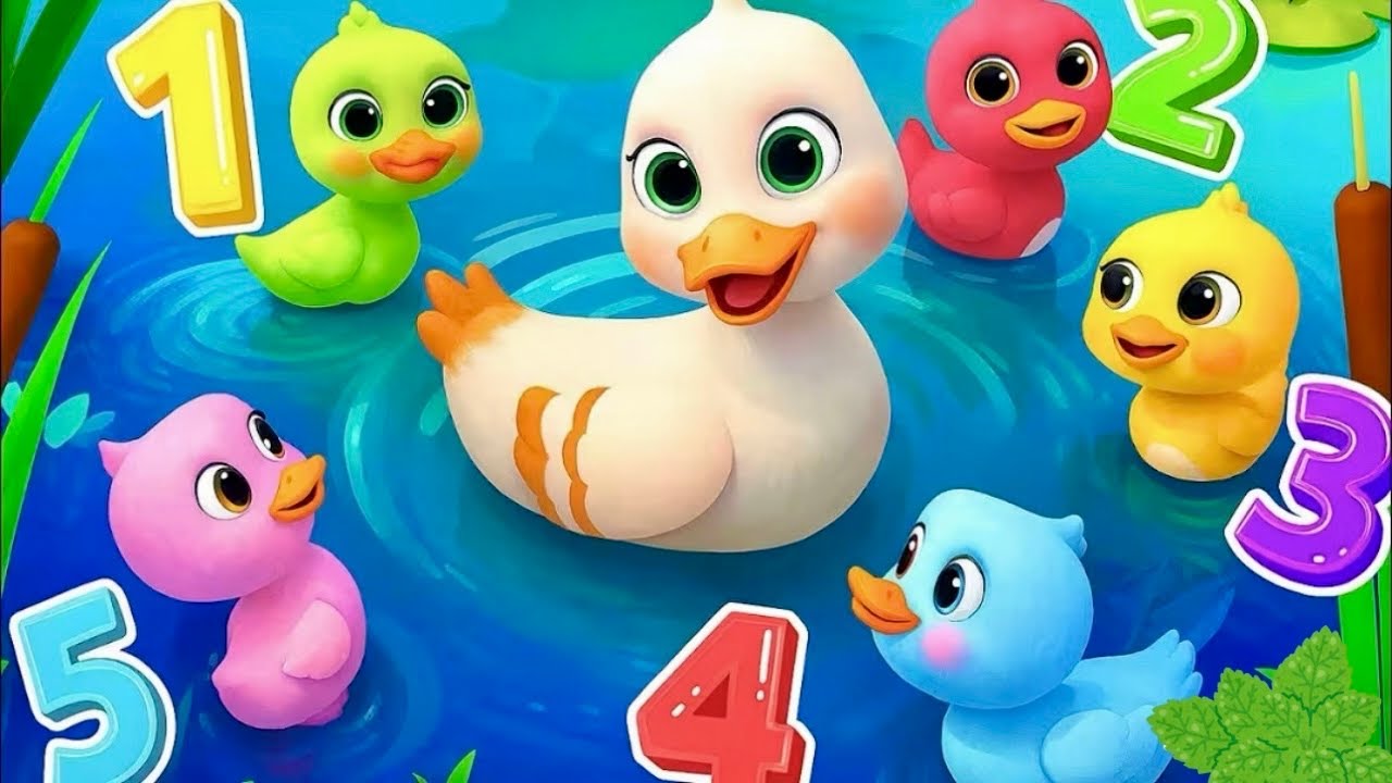 «Считаем вместе с утками! 🦆 Детская песенка «Пять маленьких утят»»