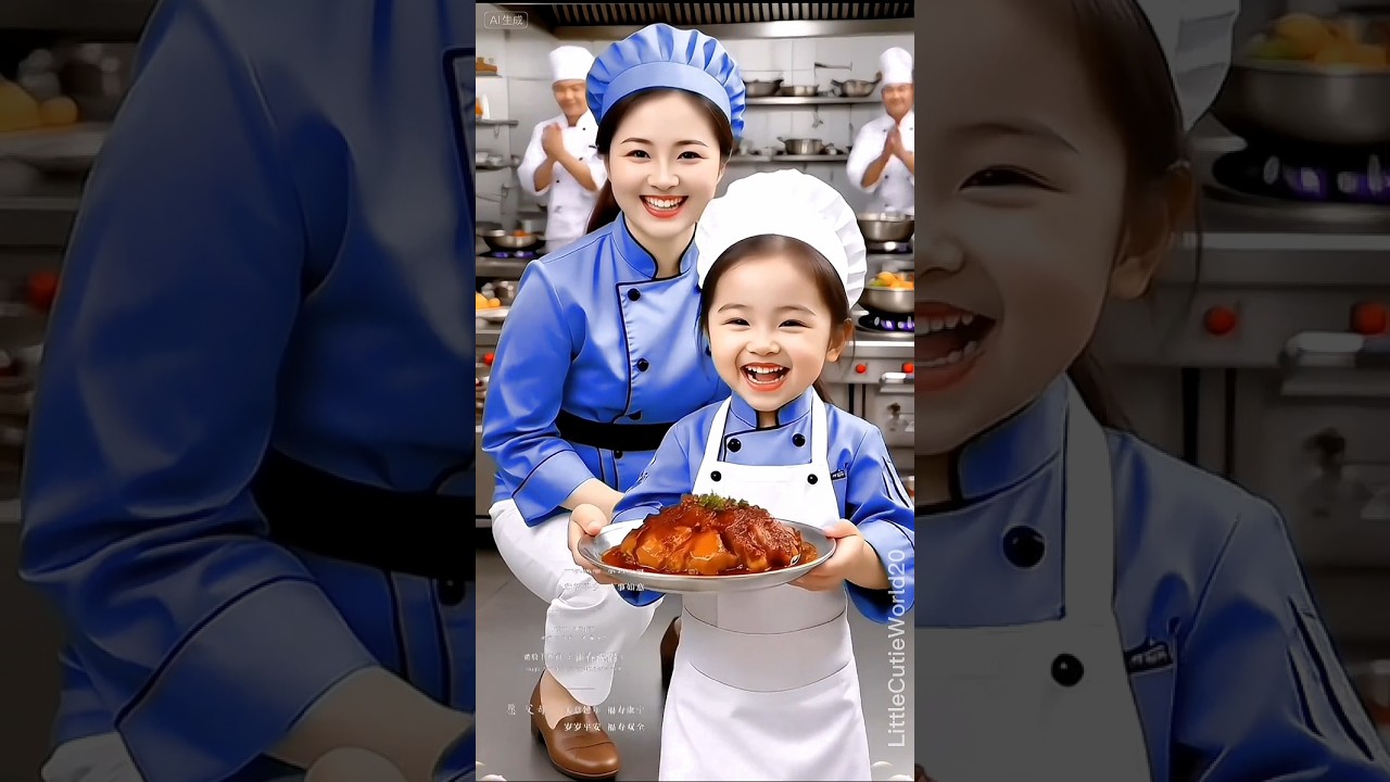Beautiful Mom Teaches Cute Baby to Cook and Share Stewed Meat