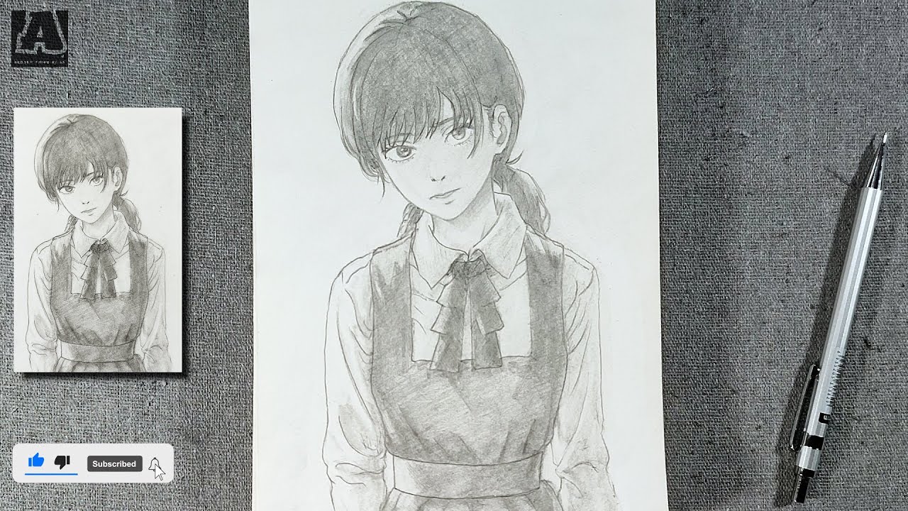 Redraw Asa Mitaka from Chainsaw Man | Easy Step-by-Step Scribbly Pencil Sketch for Beginners