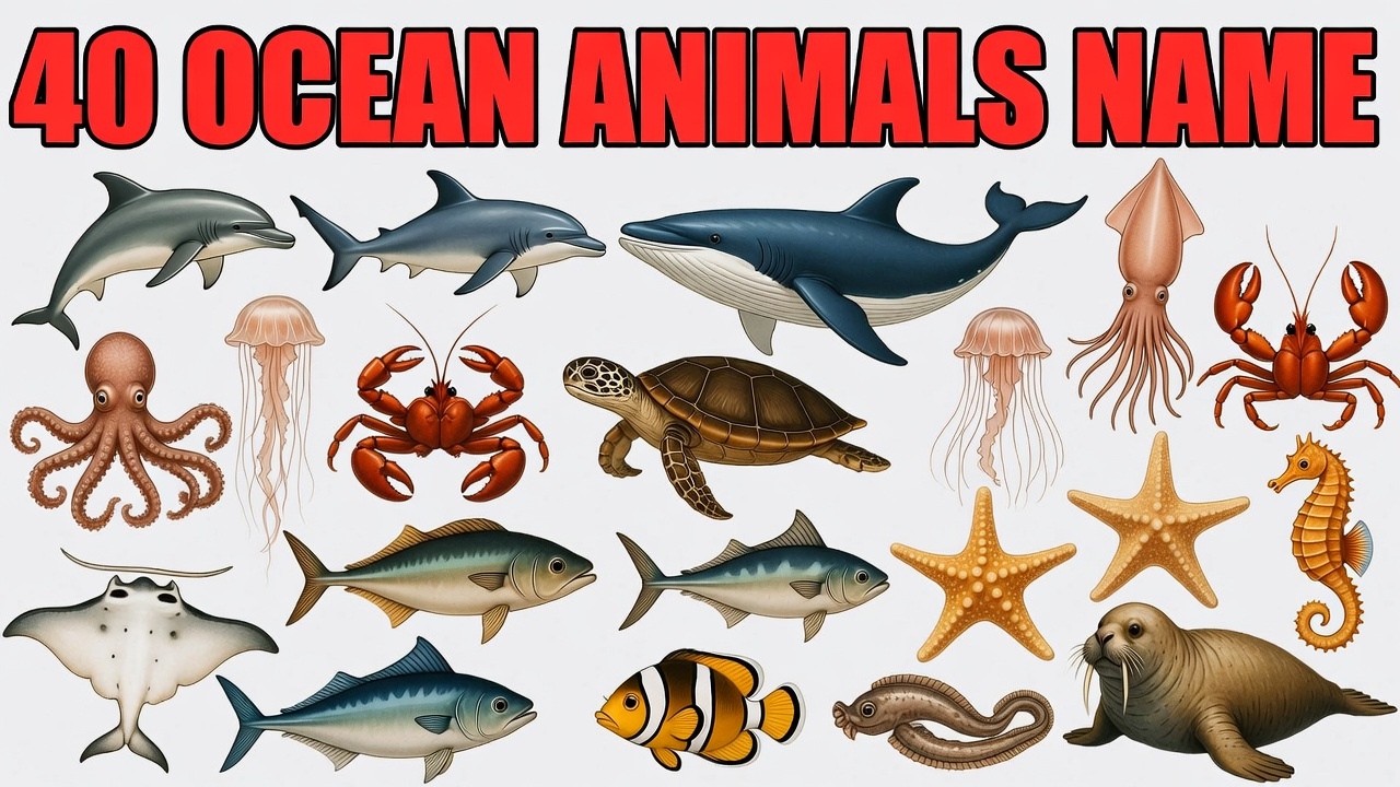 20 Sea Animals Name for Kids | समुद्री जानवरों के नाम | Ocean Animals for Children