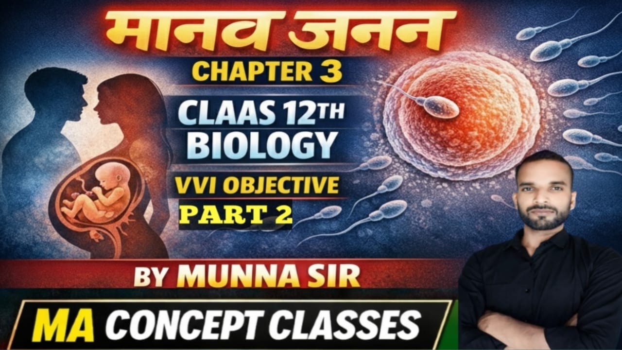 मानव जनन | chapter 3|Class 12th Biology Bihar Board | VVI Objective Question | Board Exam 2027