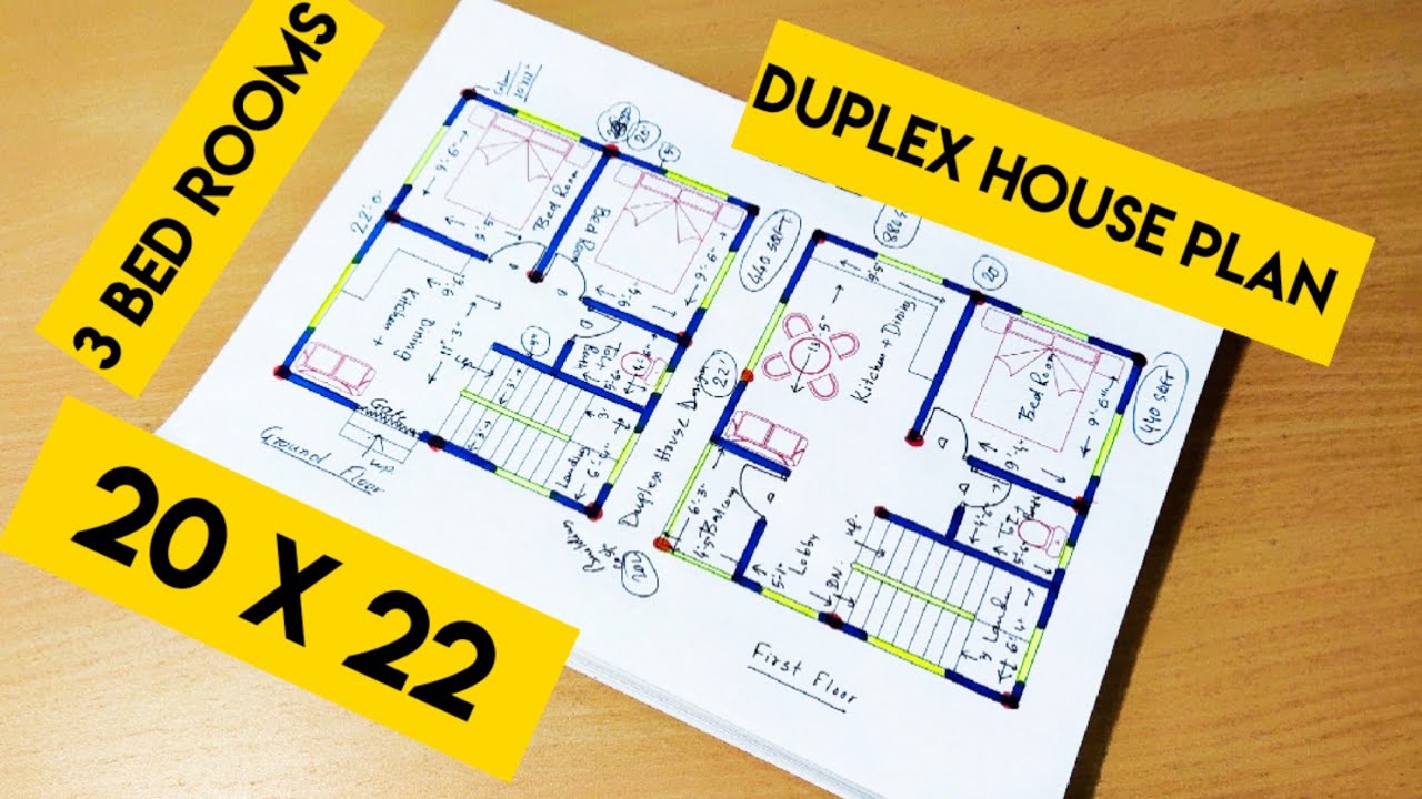 20 X 22 Small duplex house design II 440 sqft house plan II 20 x 22 ghar ka naksha