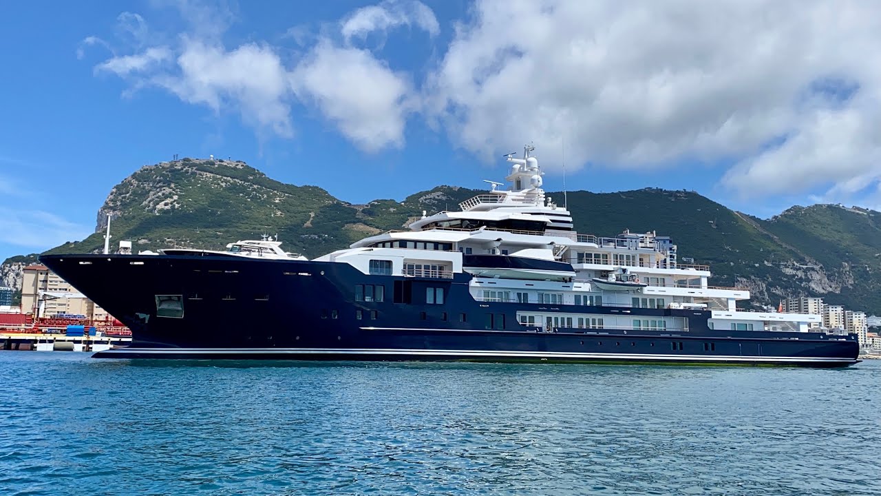 ULYSSES, 116.15m Kleven built yacht docking in Gibraltar