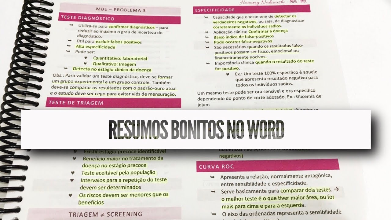 COMO FA&Ccedil;O RESUMOS BONITOS NO COMPUTADOR USANDO O WORD - Harumy Nakanishi