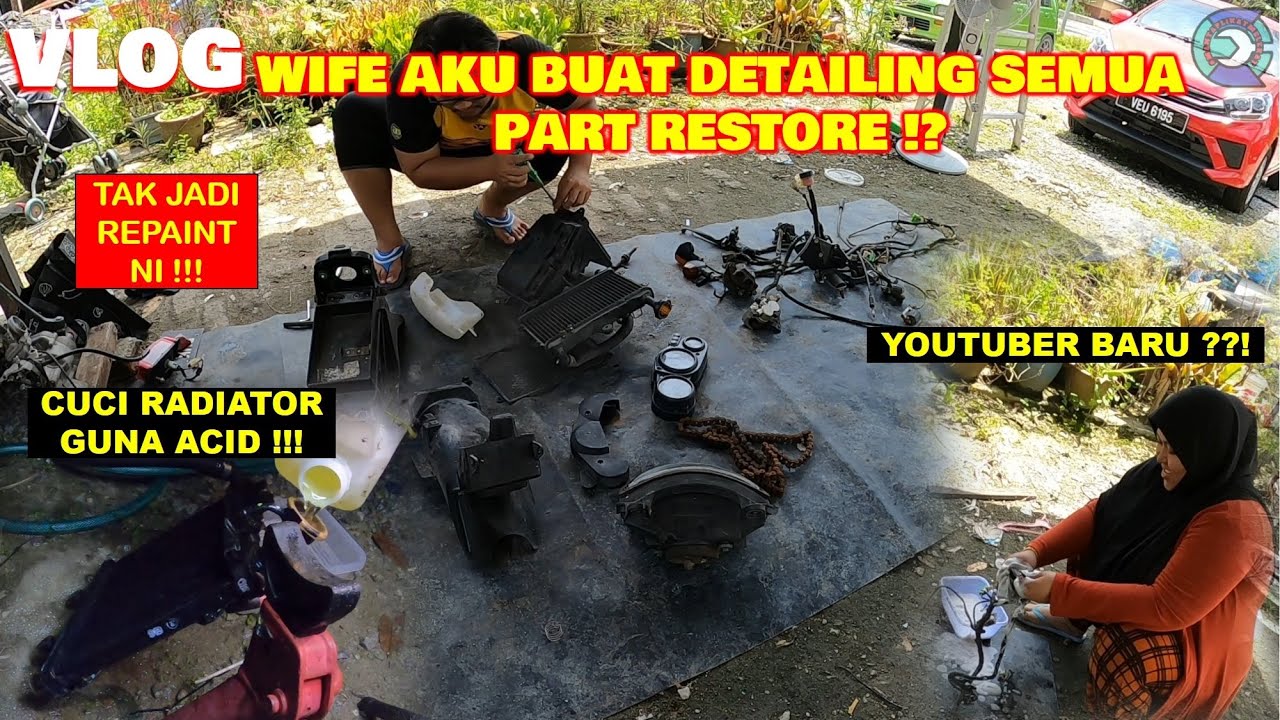 WIFE AKU RESTORE KAWA RR150 SADAI AKU? | DETAILING PART KECIK | GUNA ACID KAT RADIATOR | BERSIH GILE