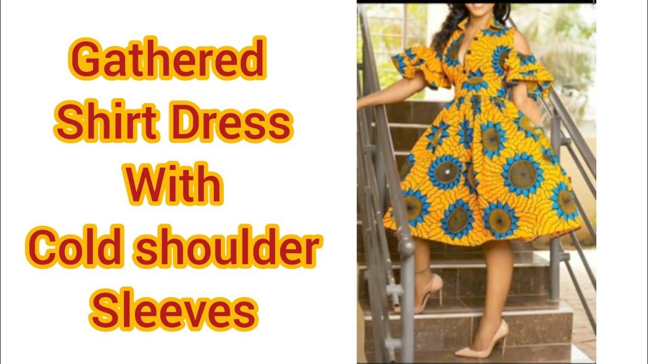 Cut and Sew Shirt Dress with Cold shoulder Circle Sleeves
