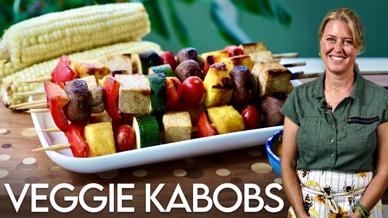 Taste of Summer! Vegan Marinated Tofu Kabobs w/ Spicy Peanut Sauce