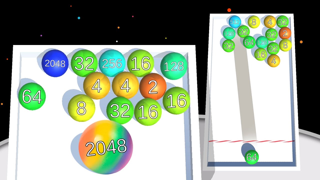 Chain in box 2048. 2048 Balls 3D