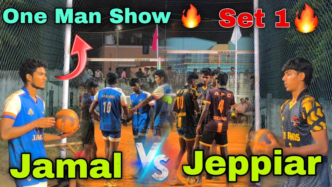 Jamal 🆚 Jeppiar...Set 1🔥 What a Thrilling Match 🔥 Don't Miss It Friends 🔥#volleyball#viral#video