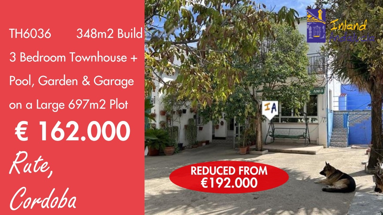 697m2 Plot, 348m2 build Townhouse Pool & Workshop Property for sale in Spain inland Andalucia TH6036