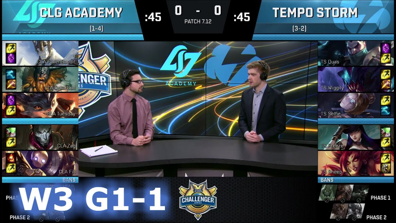CLG Academy vs Tempo Storm (w/ Freeze & Selfie) Game 1 | Week 3 S7 NA CS Summer 2017 | CLGA vs TS G1