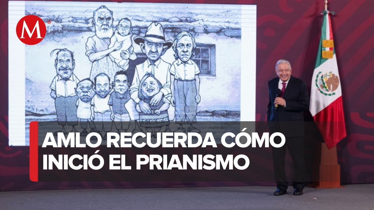 AMLO muestra caricatura y se r&iacute;e; 