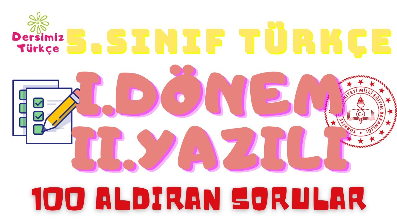 5.Sınıf Türkçe 1.Dönem 1.Yazılı Soruları/100lük Sorular #yazılısoruları