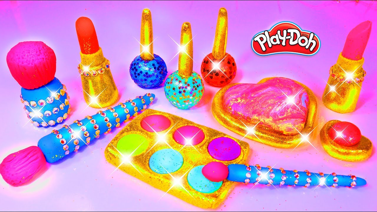 Play Doh Makeup Set How to Make Eyeshadow Lipstick 💄 Nail Polish 💅 with Play Doh Fun for Kids